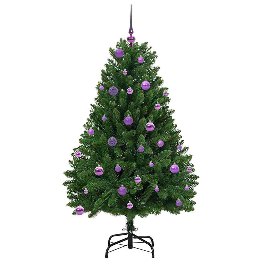 Kunstkerstboom met LED -striplichten Groen 150 cm PVC en Metaal