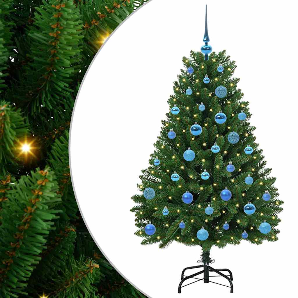 Kunstkerstboom met LED -striplichten Groen 150 cm PVC en Metaal
