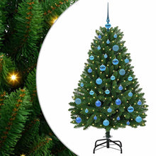 Kunstkerstboom met LED -striplichten Groen 150 cm PVC en Metaal