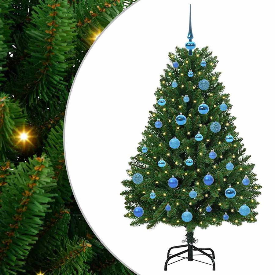 Kunstkerstboom met LED -striplichten Groen 150 cm PVC en Metaal