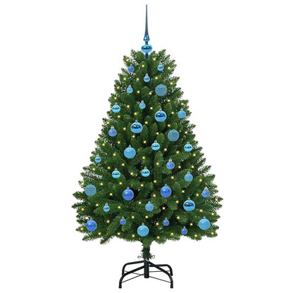 Kunstkerstboom met LED -striplichten Groen 150 cm PVC en Metaal