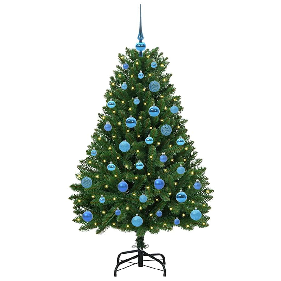 Kunstkerstboom met LED -striplichten Groen 150 cm PVC en Metaal