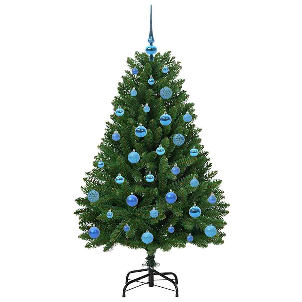 Kunstkerstboom met LED -striplichten Groen 150 cm PVC en Metaal