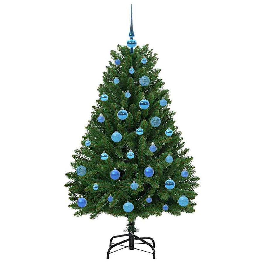 Kunstkerstboom met LED -striplichten Groen 150 cm PVC en Metaal