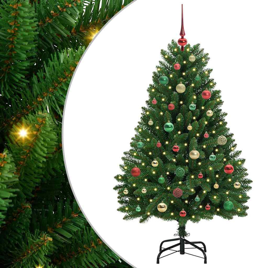 Kunstkerstboom met LED -striplichten Groen 150 cm PVC en Metaal