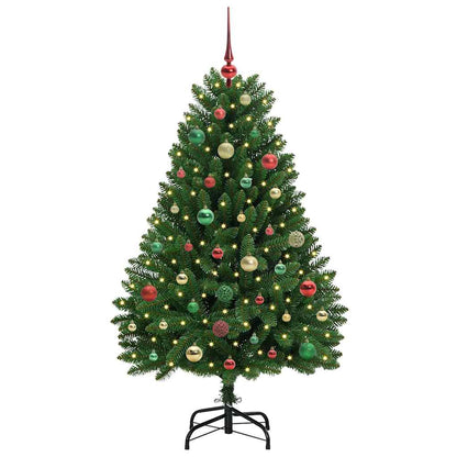 Kunstkerstboom met LED -striplichten Groen 150 cm PVC en Metaal
