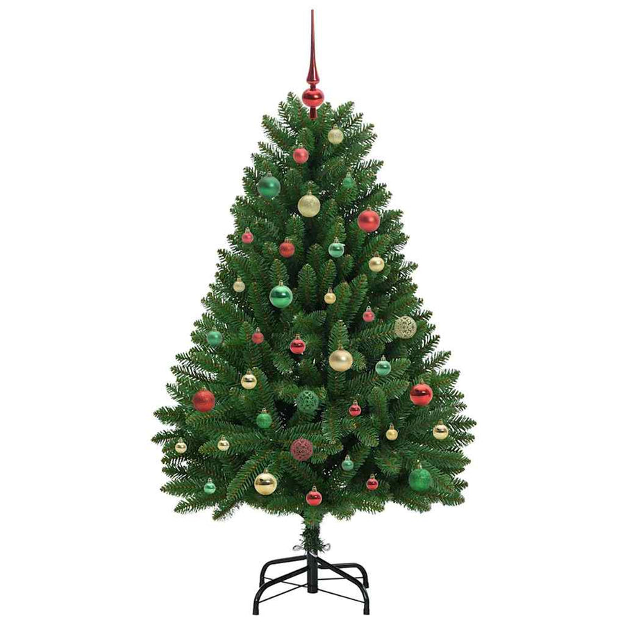 Kunstkerstboom met LED -striplichten Groen 150 cm PVC en Metaal