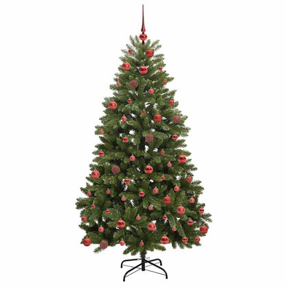 Kunstkerstboom met LED -striplichten Groen 180 cm PVC en Metaal