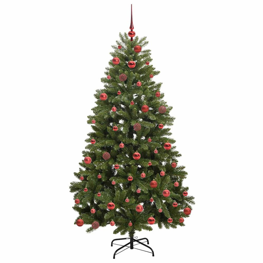 Kunstkerstboom met LED -striplichten Groen 180 cm PVC en Metaal