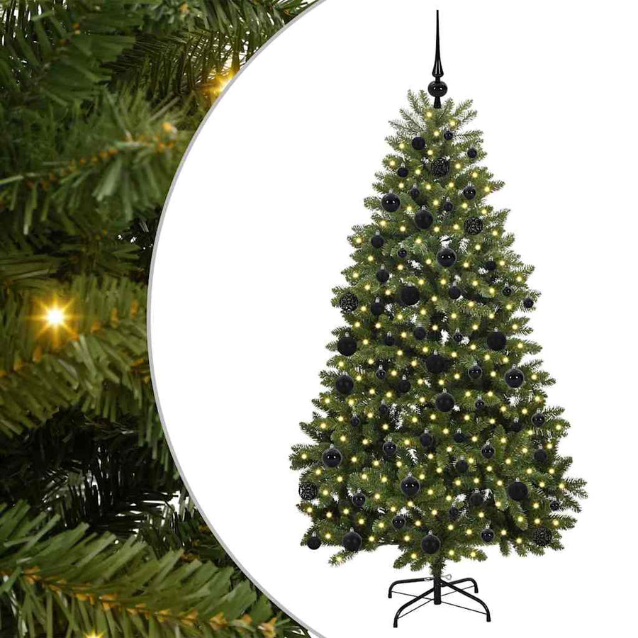 Kunstkerstboom met LED -striplichten Groen 180 cm PVC en Metaal