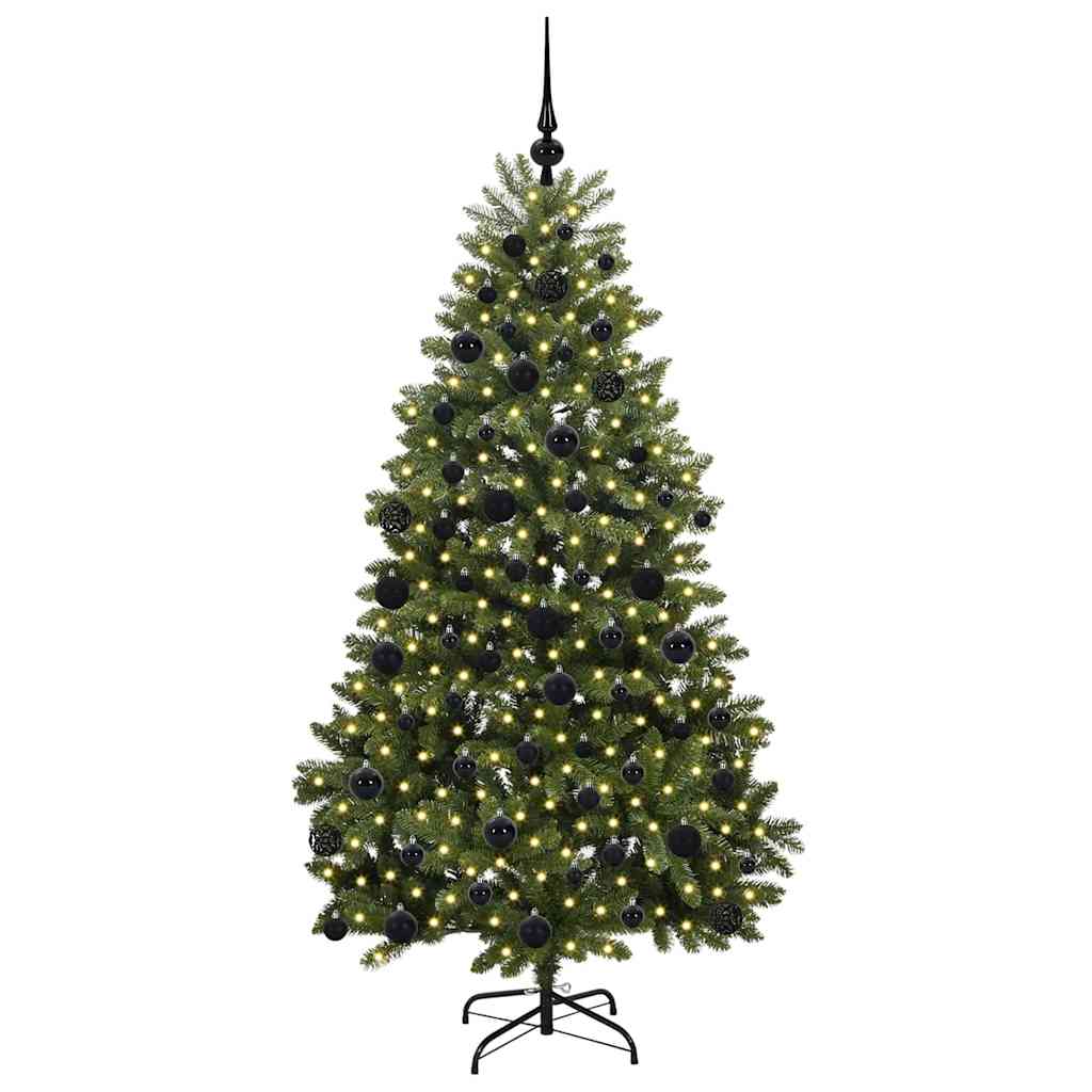 Kunstkerstboom met LED -striplichten Groen 180 cm PVC en Metaal