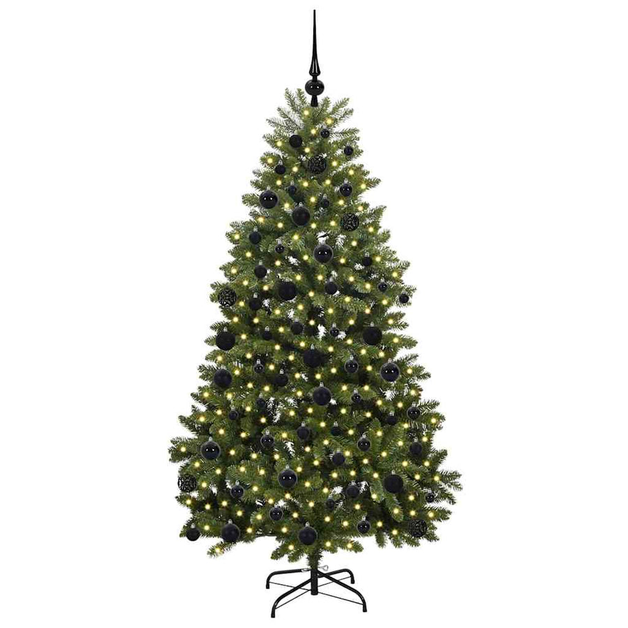 Kunstkerstboom met LED -striplichten Groen 180 cm PVC en Metaal
