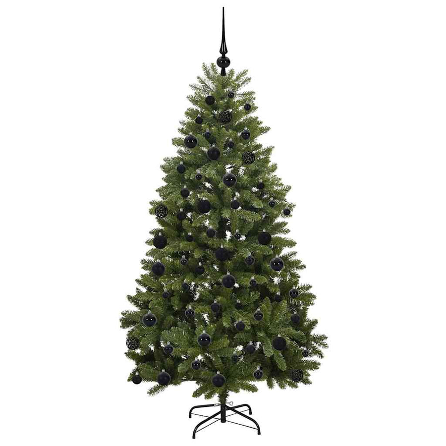 Kunstkerstboom met LED -striplichten Groen 180 cm PVC en Metaal
