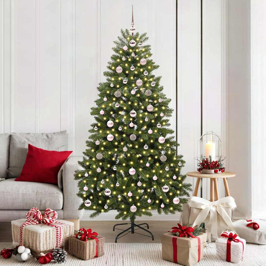 Kunstkerstboom met LED -striplichten Groen 180 cm PVC en Metaal