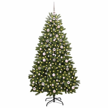 Kunstkerstboom met LED -striplichten Groen 180 cm PVC en Metaal