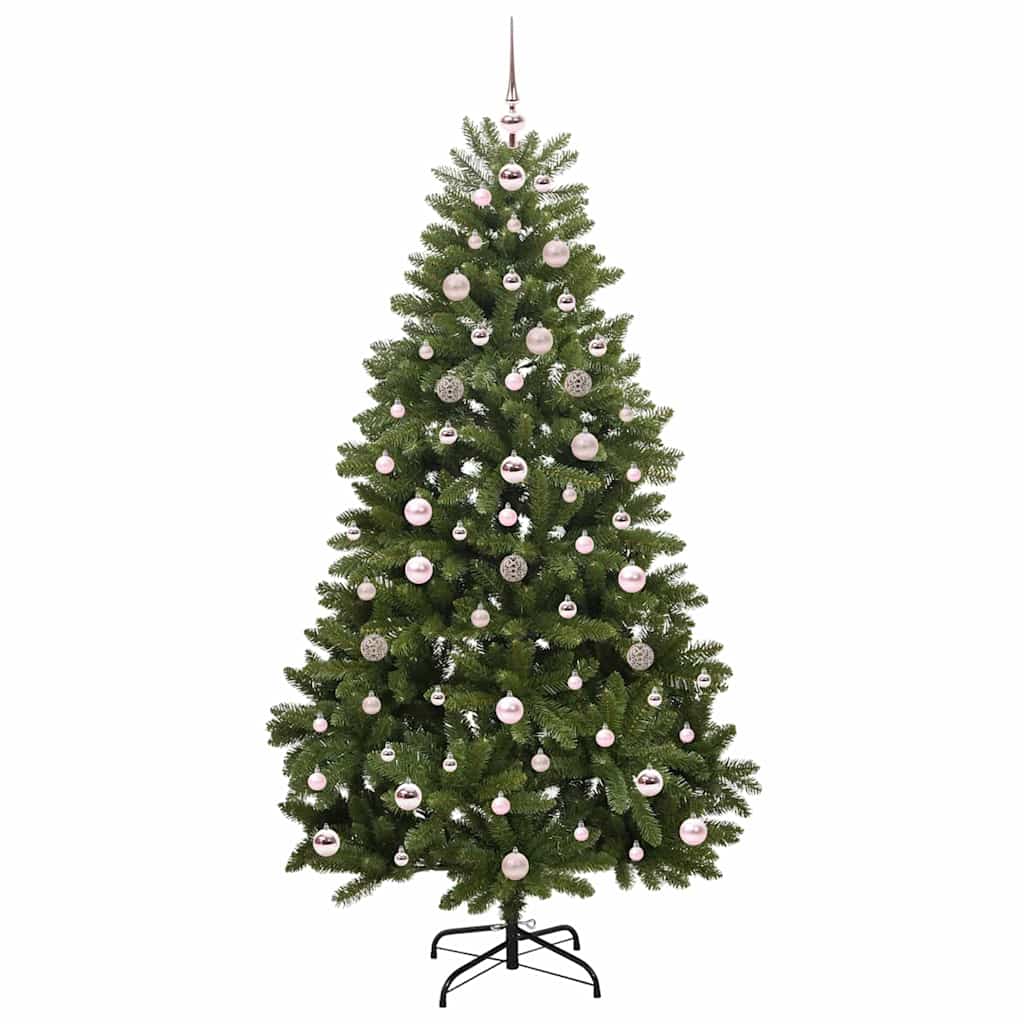 Kunstkerstboom met LED -striplichten Groen 180 cm PVC en Metaal