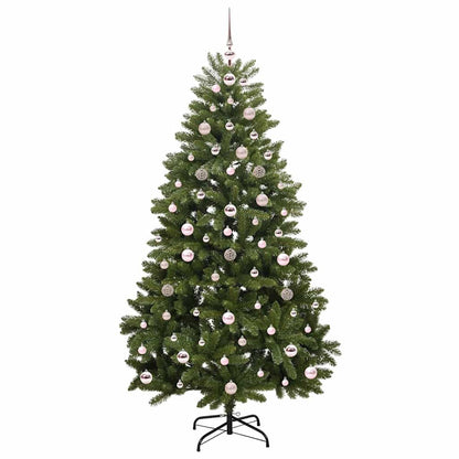 Kunstkerstboom met LED -striplichten Groen 180 cm PVC en Metaal