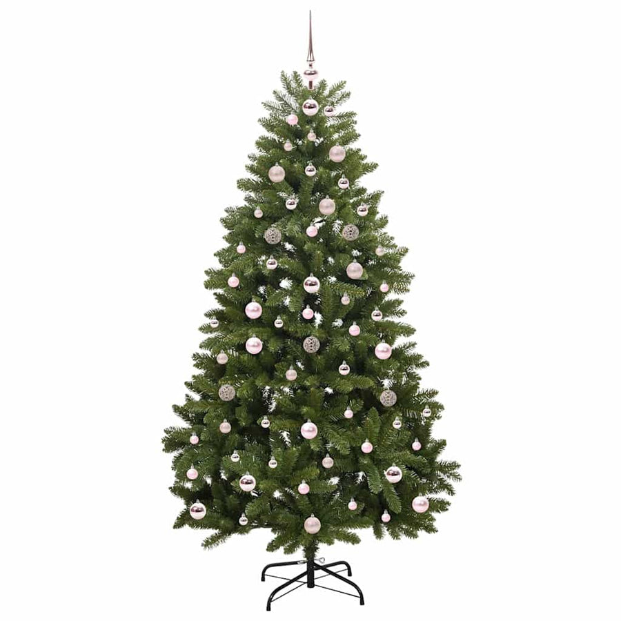 Kunstkerstboom met LED -striplichten Groen 180 cm PVC en Metaal