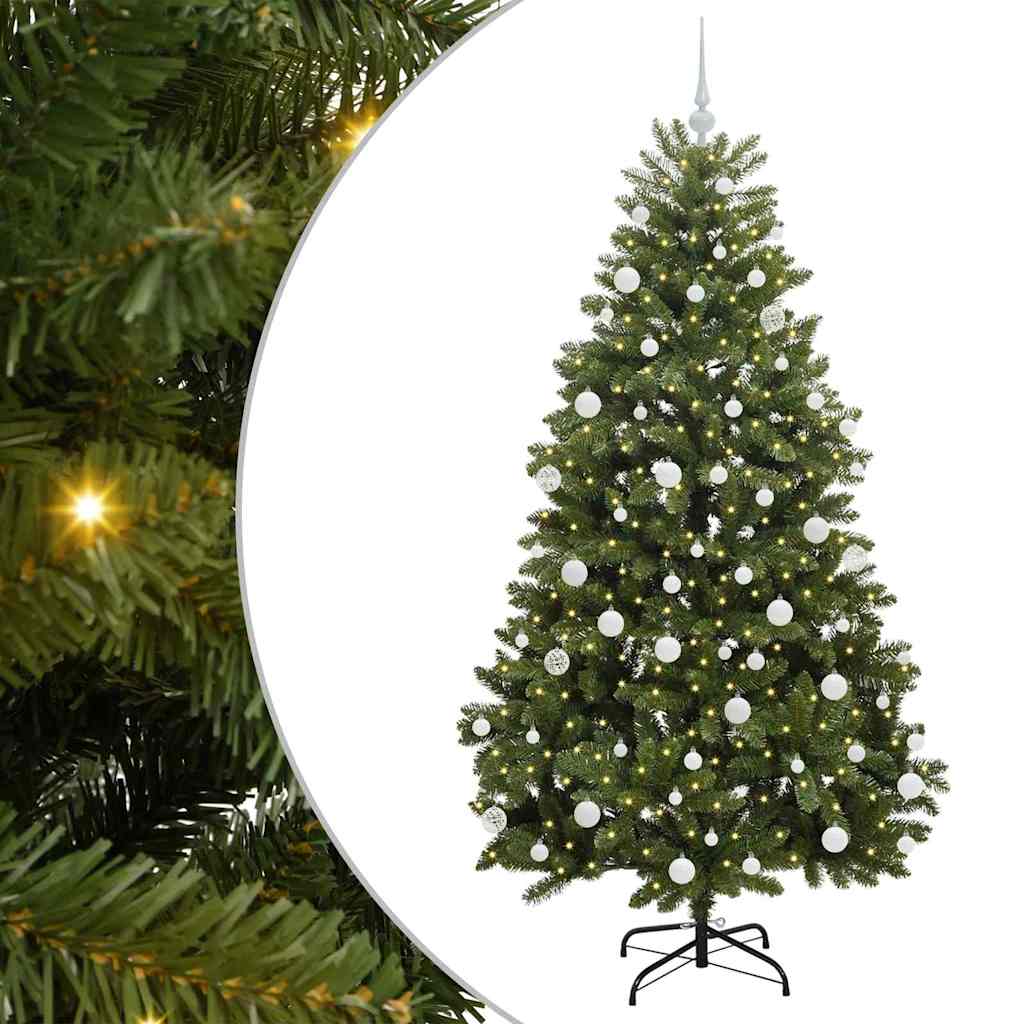 Kunstkerstboom met LED -striplichten Groen 180 cm PVC en Metaal