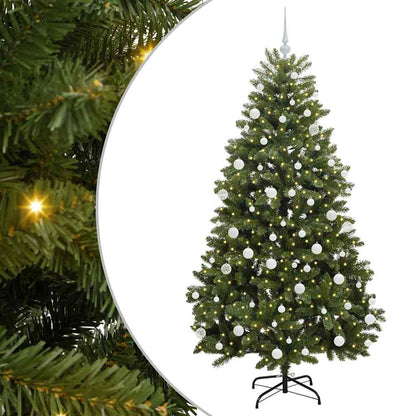 Kunstkerstboom met LED -striplichten Groen 180 cm PVC en Metaal