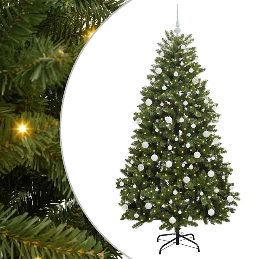 Kunstkerstboom met LED -striplichten Groen 180 cm PVC en Metaal