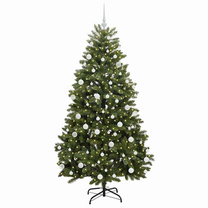 Kunstkerstboom met LED -striplichten Groen 180 cm PVC en Metaal