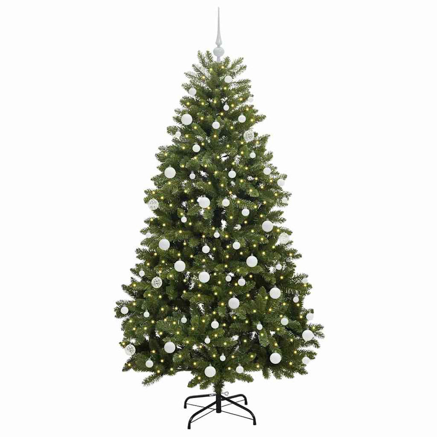 Kunstkerstboom met LED -striplichten Groen 180 cm PVC en Metaal