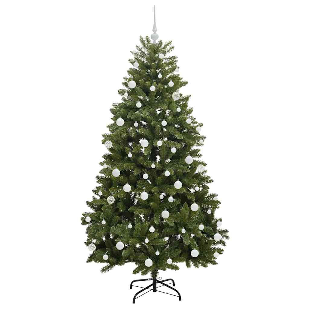 Kunstkerstboom met LED -striplichten Groen 180 cm PVC en Metaal
