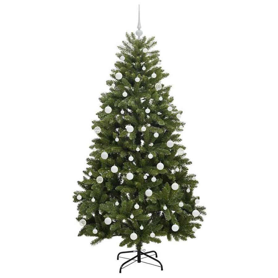 Kunstkerstboom met LED -striplichten Groen 180 cm PVC en Metaal