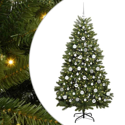 Kunstkerstboom met LED -striplichten Groen 180 cm PVC en Metaal