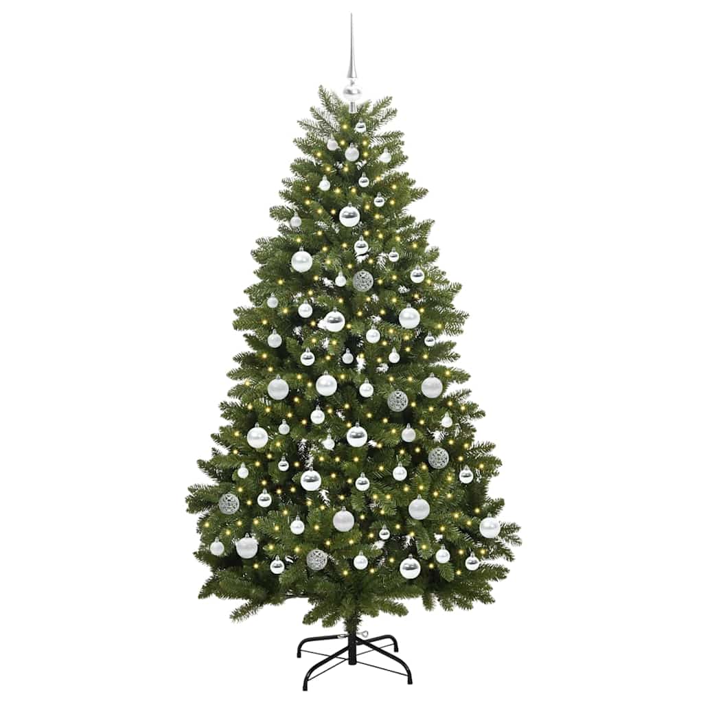 Kunstkerstboom met LED -striplichten Groen 180 cm PVC en Metaal