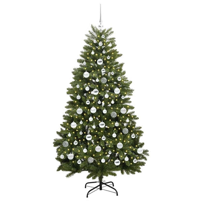 Kunstkerstboom met LED -striplichten Groen 180 cm PVC en Metaal