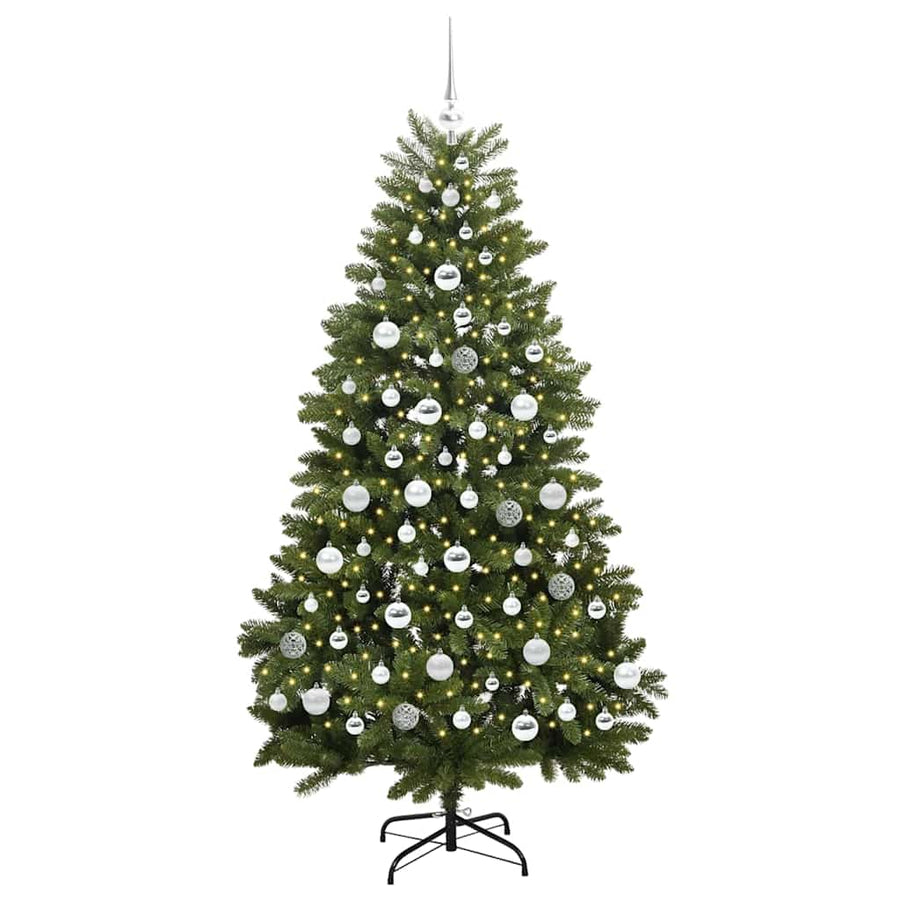 Kunstkerstboom met LED -striplichten Groen 180 cm PVC en Metaal