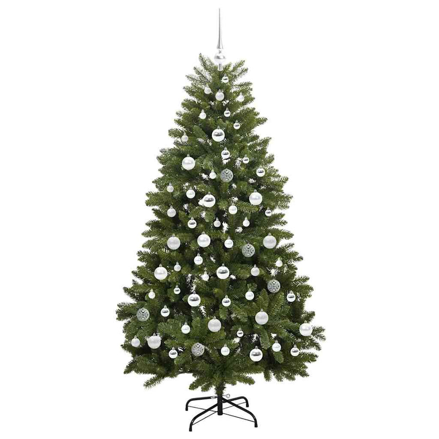 Kunstkerstboom met LED -striplichten Groen 180 cm PVC en Metaal