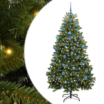 Kunstkerstboom met LED -striplichten Groen 180 cm PVC en Metaal