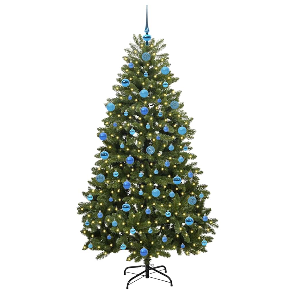 Kunstkerstboom met LED -striplichten Groen 180 cm PVC en Metaal