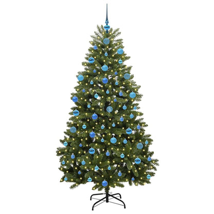 Kunstkerstboom met LED -striplichten Groen 180 cm PVC en Metaal