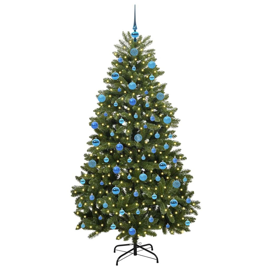 Kunstkerstboom met LED -striplichten Groen 180 cm PVC en Metaal