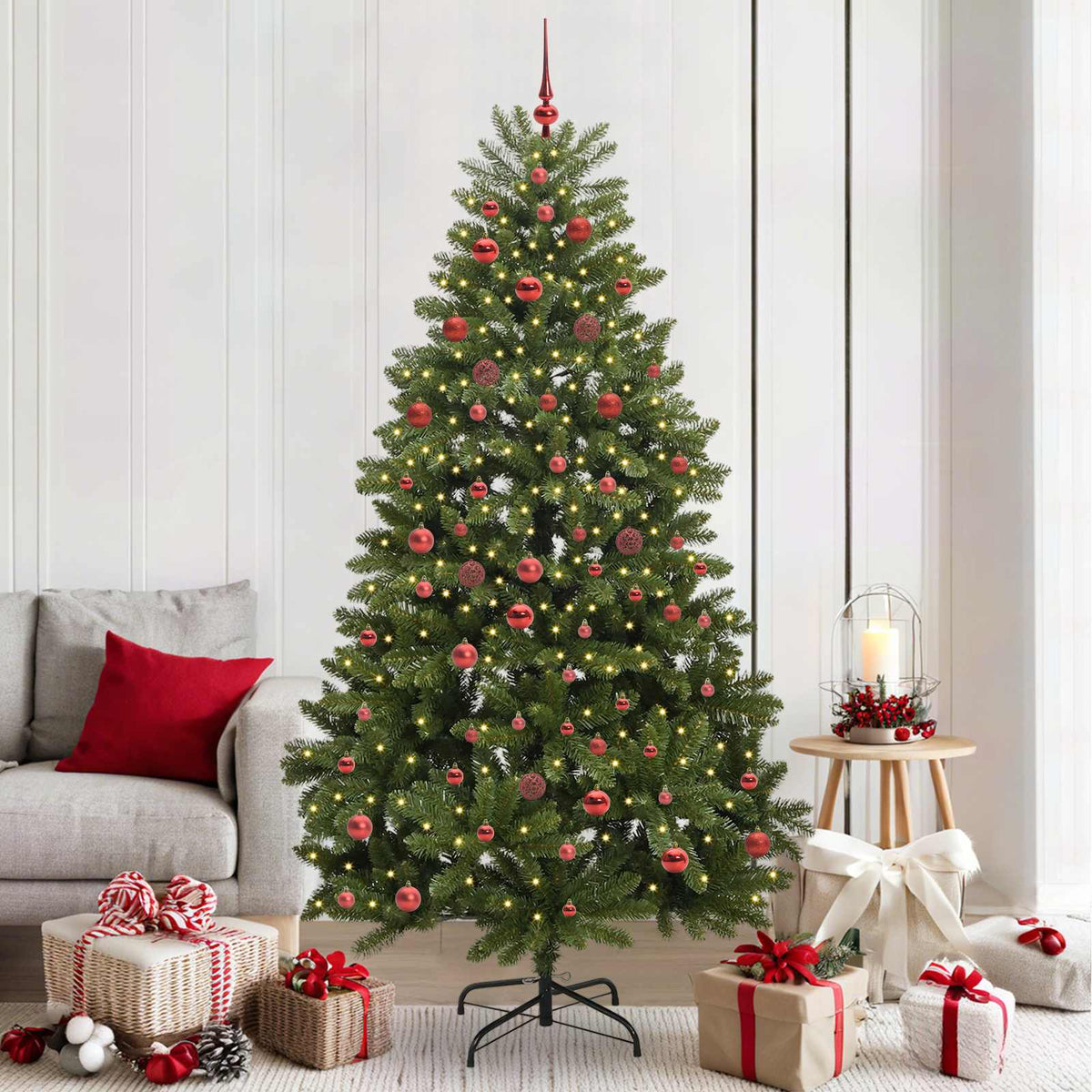 Kunstkerstboom met 300 LED Groen 210 cm PVC en Metaal