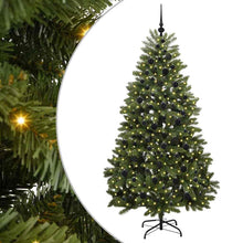 Kunstkerstboom met LED -striplichten Groen 210 cm PVC en Metaal