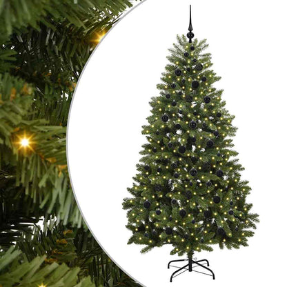 Kunstkerstboom met LED -striplichten Groen 210 cm PVC en Metaal