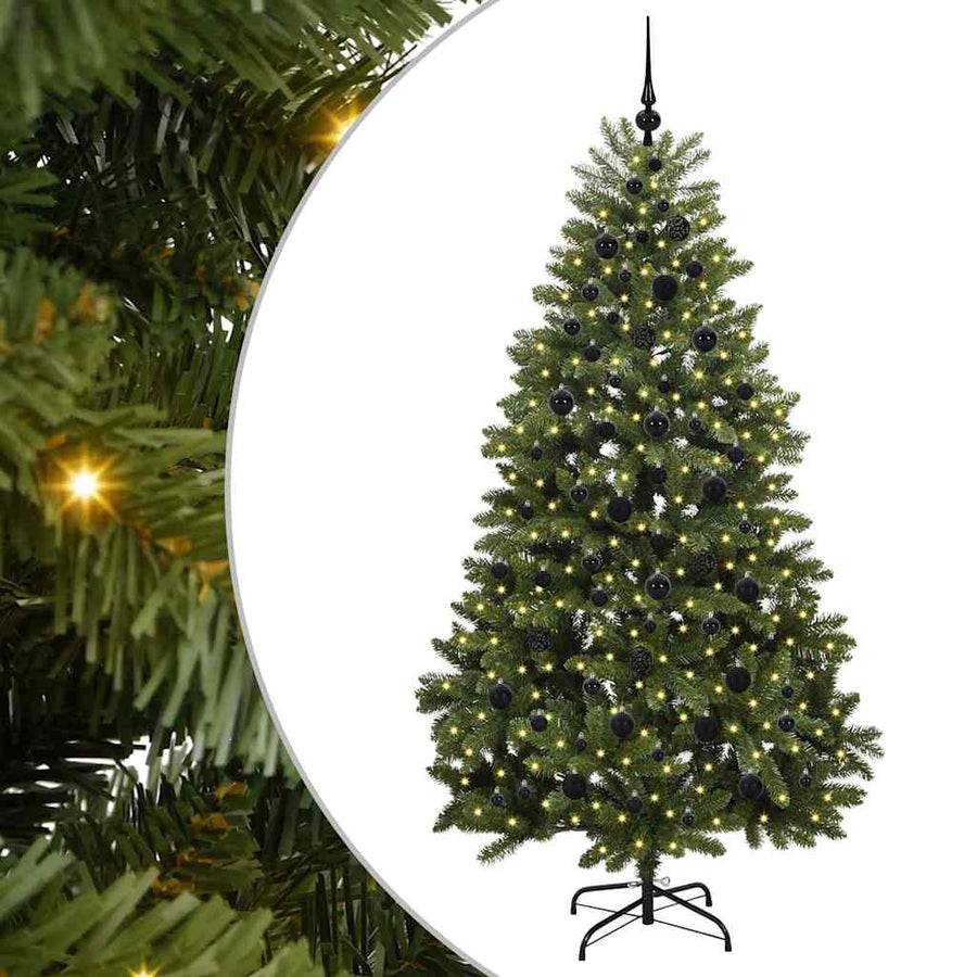 Kunstkerstboom met LED -striplichten Groen 210 cm PVC en Metaal