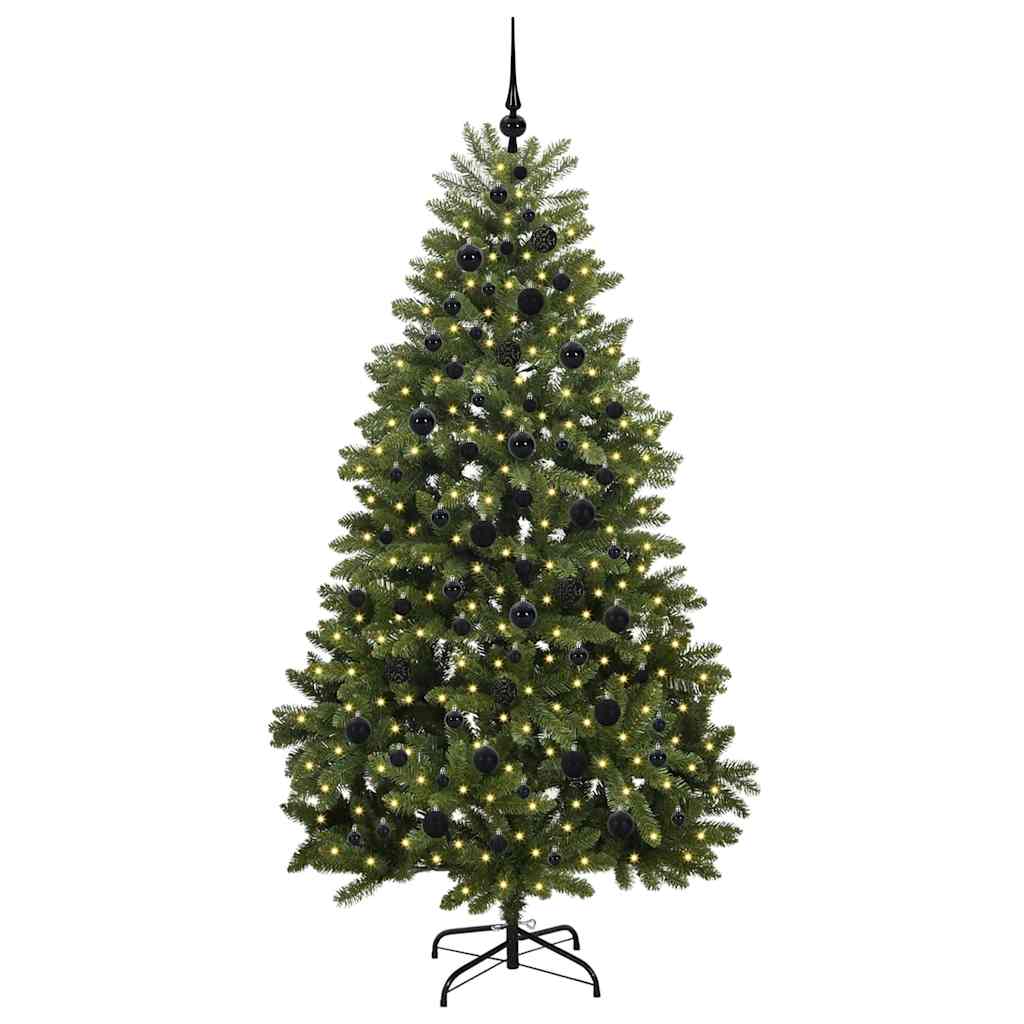 Kunstkerstboom met LED -striplichten Groen 210 cm PVC en Metaal