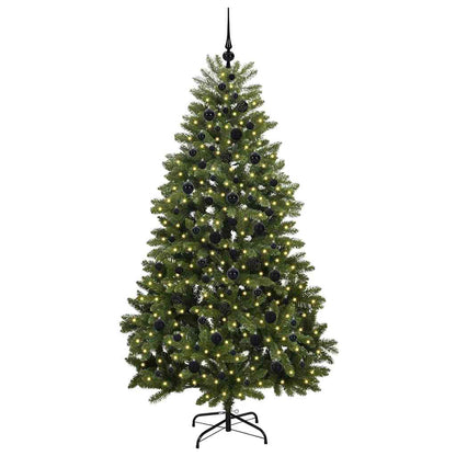 Kunstkerstboom met LED -striplichten Groen 210 cm PVC en Metaal
