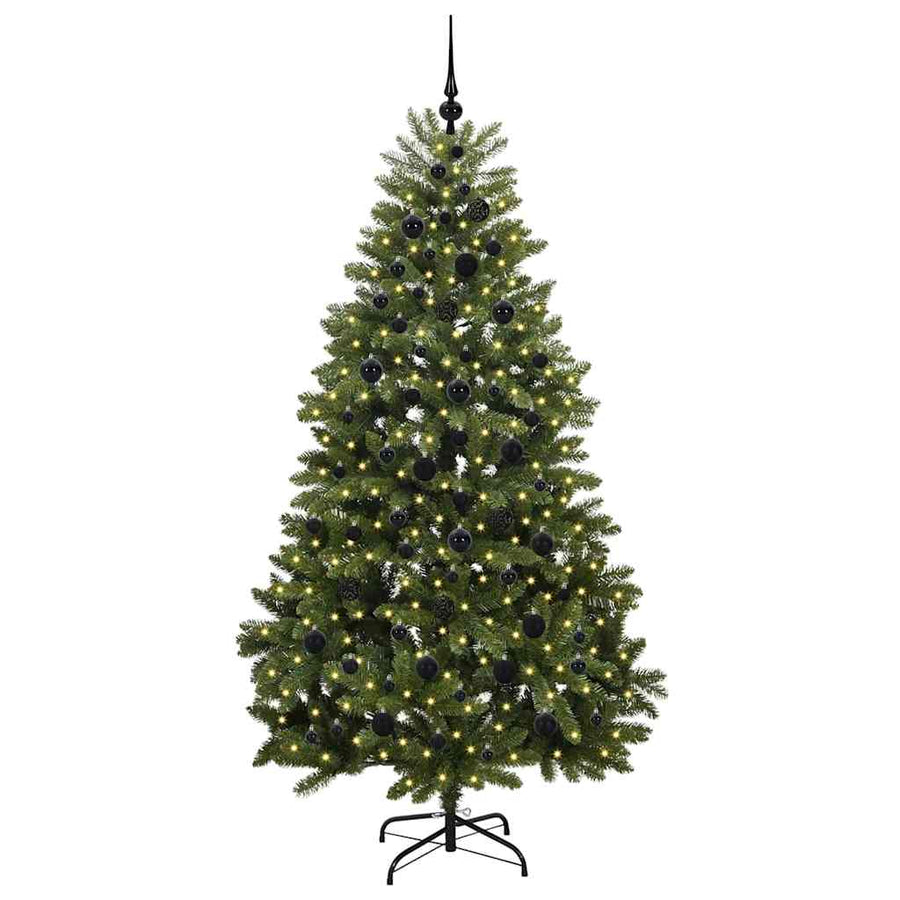 Kunstkerstboom met LED -striplichten Groen 210 cm PVC en Metaal