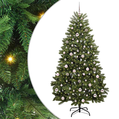 Kunstkerstboom met LED -striplichten Groen 210 cm PVC en Metaal