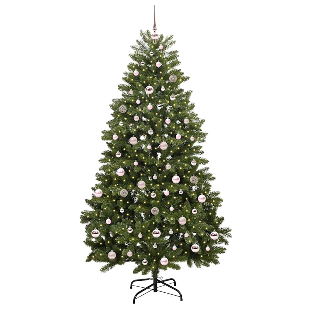 Kunstkerstboom met LED -striplichten Groen 210 cm PVC en Metaal