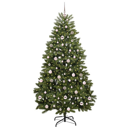 Kunstkerstboom met LED -striplichten Groen 210 cm PVC en Metaal