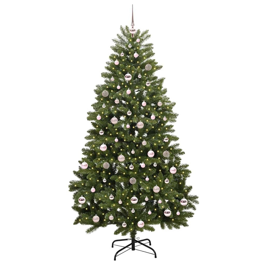 Kunstkerstboom met LED -striplichten Groen 210 cm PVC en Metaal