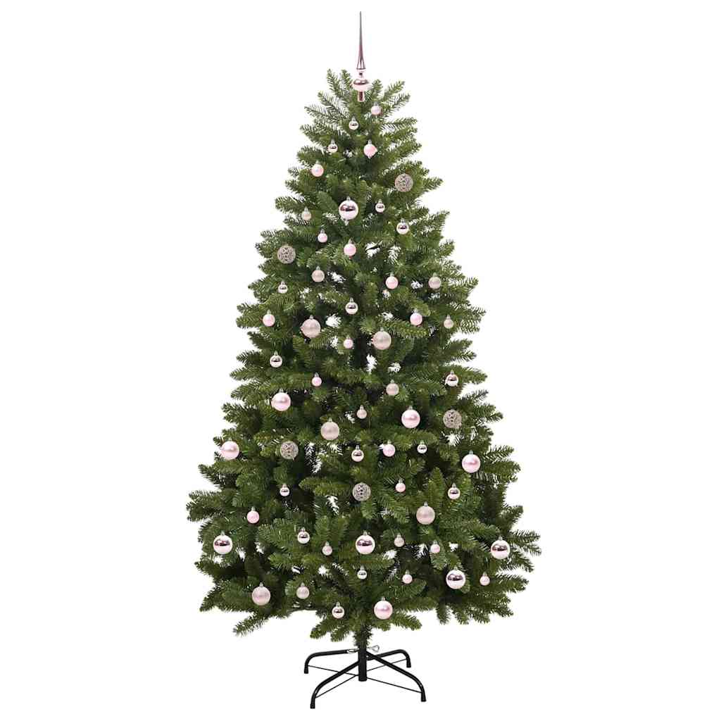 Kunstkerstboom met LED -striplichten Groen 210 cm PVC en Metaal